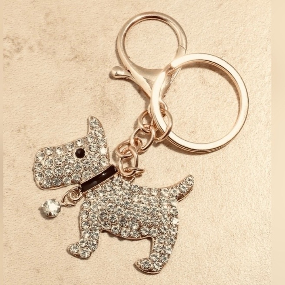 Crystal Scottie Dog Bag Charm/Keychain NEW